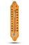 Thermometer on wooden base with celsius scale. Icon for your design. Temperature 20 degree Celsius.