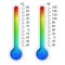 Thermometers Celsius and Fahrenheit, with gradient scale from red to blue.
