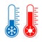 Thermometers with high and low temperatures graphic icons