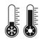 Thermometers with high and low temperatures graphic icons