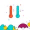 Thermometers, warm, cool filled line icon, simple vector illustration