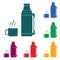 Thermos container icon, camping and hiking equipment