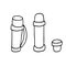 Thermos hand drawn outline doodle icon. hiking, travelling
