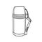 Thermos tourist Hiking. Thermos for tea or coffee. Hand-drawn vector illustration. Vector illustration n doodle style