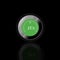 Thermostat in green and black colour with wifi icon and realistic shadow and black background