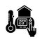 Thermostat setting black glyph icon