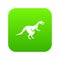 Theropod dinosaur icon digital green