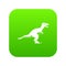 Theropod dinosaur icon digital green