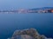 Thessaloniki cityline in the night view from kalamaria marina