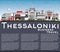 Thessaloniki Greece City Skyline with Color Buildings, Blue Sky and Copy Space