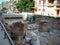 Thessaloniki, Greece - June 07 2014 : archaeological digging site monument in center of Thessaloniki City, Greece.