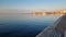thessaloniki or salonica in sunrise hour sea dock sun in greece