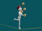 Theta Crypto Female Juggle Ball Walk Rope Balance 3D Illustration