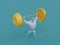 Theta Crypto Heavy Barbell Lift Muscular Person 3D Illustration