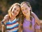 Theyre the best of friends. Portrait of two young girls standing together in the outdoors.