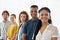 Theyre a team of achievers. Cropped portrait of a group of young coworkers standing against a white background.