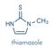Thiamazole methimazole hyperthyroidism drug molecule. Skeletal formula.