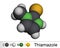 Thiamazole, methimazole molecule. It is hyperthyroidism drug. Molecular model. 3D rendering