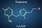 Thiamine, vitamin B1 molecule. Structural chemical formula on the dark blue background. Vector