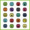 Thick black line colorful square emoticons and icons set