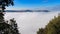 A thick blanket of fog has covered the crater of Lake Albano in