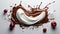 Thick Chocolate Sauce Splash on White Blurry Background