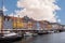 Thick cloud over Nyhavn restaurant row, Copenhagen, Denmark