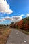 Thick clouds gather above the beautiful Fall decorated landscape, ON, Canada