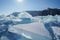 thick crack iceberg sheet in Baikal Lake in winter