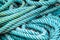 Thick mooring rope in a pile.