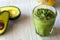 thick nutritious drink - smoothie with avocado. Proper nutrition and healthy lifestyle