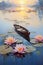 thick paint painting, a captivating portrayal of a wooden boat gently floating on a serene lake.
