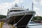 Thick rope cruise ship docked in a sea port