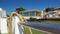 Thick rope tied on board of motor boat cruising canal, water transport services