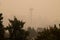 Thick smoke haze above Space Needle, Seattle  on September 12, 2020.