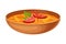 Thick Vegetable Soup with Tomato and Herbs as Indian Dish and Main Course Served in Bowl Closeup Vector Illustration