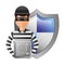 thief man with shield and box safety avatar character