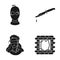 A thief in a mask, a bloody knife, a hostage, an escape from prison.Crime set collection icons in black style vector