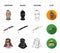 A thief in a mask, a bloody knife, a hostage, an escape from prison.Crime set collection icons in cartoon,black,outline