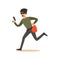 Thief in a mask running with a gun and a sack, robbery colorful character vector Illustration