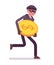 Thief is running away with stolen golden coin
