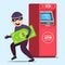 The thief stole money from an ATM. lucky criminal.
