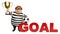 Thief with Winning cup & football,goal sign
