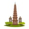 Thien Mu Pagoda vector sign. Pagoda in Vietnam, historic sight attraction