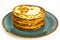 Thin fragrant pancakes on white background