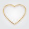 Thin gold heart frame. Golden realistic heart border. Luxury symbol of love.