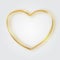 Thin gold heart frame. Golden realistic heart border. Luxury symbol of love.