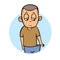 Thin guy who lost weight. Sick young man unhappy with his condition. Cartoon design icon. Flat vector illustration