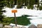Thin Ice danger sign at Lake Helen, Lassen National Forest, California