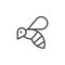 Thin Icon on Insect, Allergen or Products Containing Honey. Such Line Sign as Flying Bee, Wasp or Bumblebee. Vector